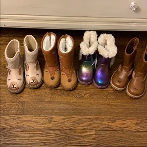 4 pairs boots, size 7, Cat and Jack